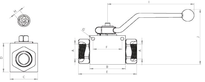 2 WAY BALL VALVE ISO 1179-1 BSPP SCREW THREAD STANDART