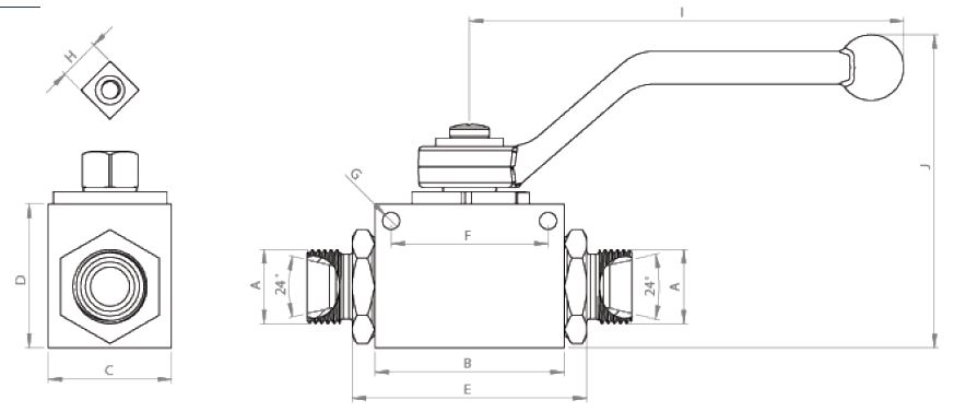 2 WAY BALL VALVE ISO 8434-1 METRIC THREAD (LIGHT SERIES)