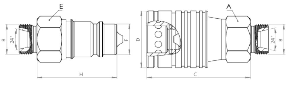 QCPP 7241-A PUSH PULL ISO 8434-1 METRIC THREAD